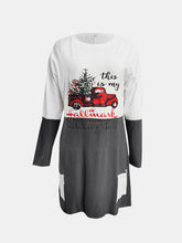 Full Size Graphic Two-Tone Round Neck Long Sleeve T-Shirt OutfitFlow